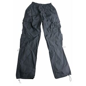 Garage Black High Rise Nylon Lightweight Cargo Parachute Pants Women XS - 24x33